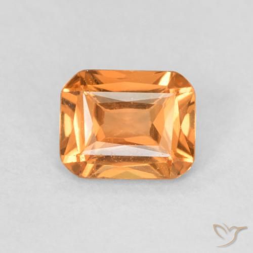 0.51ct Natural Medium Orange Sapphire, Emerald Cut, VVS-VS
