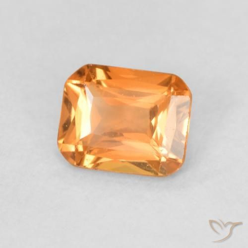0.51 ct Orange Sapphire Stone, Natural Sapphire in Octagon / Scissor Cut Shape for Sale