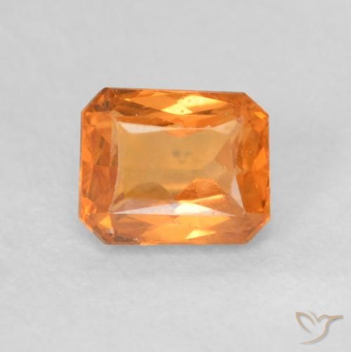 0.72ct Natural Bright Orange Sapphire, Emerald Cut, VVS-VS