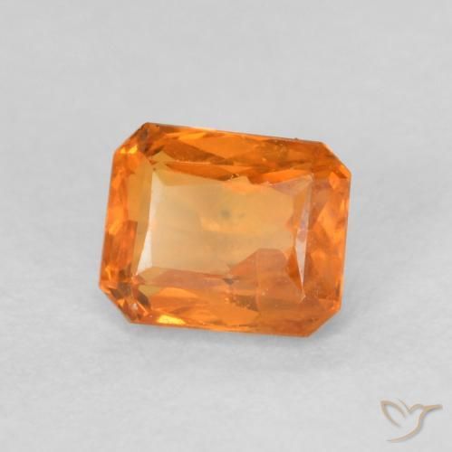 0.72 ct Orange Sapphire Stone, Natural Sapphire in Octagon / Scissor Cut Shape for Sale