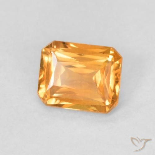 0.50 ct Orange Sapphire Stone, Natural Sapphire in Octagon / Scissor Cut Shape for Sale