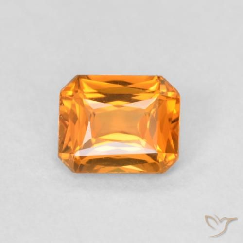 0.48ct Natural Bright Orange Sapphire, Emerald Cut, VVS-VS