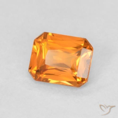 0.48 ct Orange Sapphire Stone, Natural Sapphire in Octagon / Scissor Cut Shape for Sale
