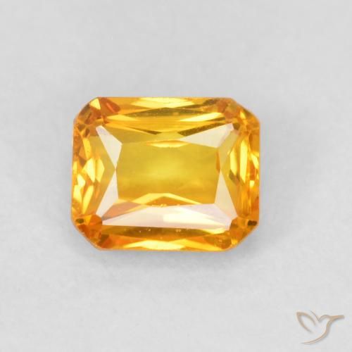 0.67ct Natural Apricot Orange Sapphire, Emerald Cut, VVS-VS