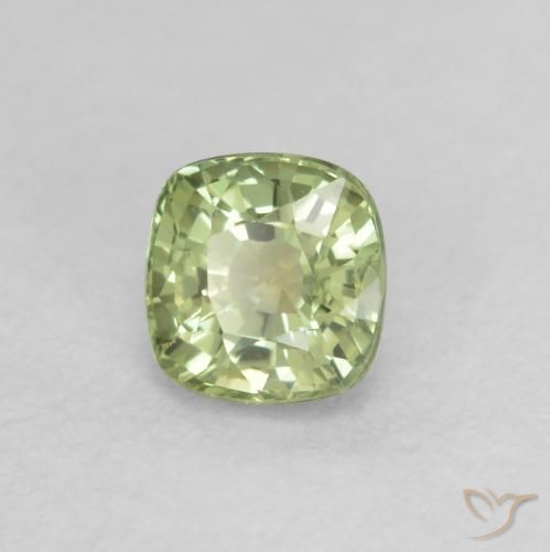 0.55 ct Green Sapphire Stone, Natural Sapphire in Cushion-Cut Shape for Sale