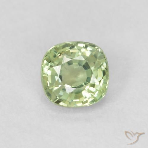 0.46ct Natural Very Light Green Sapphire, Cushion, VS