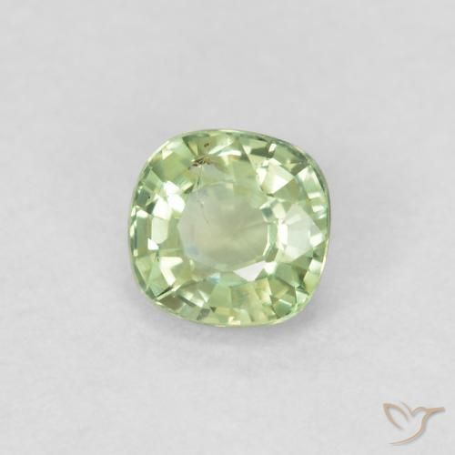 0.46 ct Green Sapphire Stone, Natural Sapphire in Cushion-Cut Shape for Sale