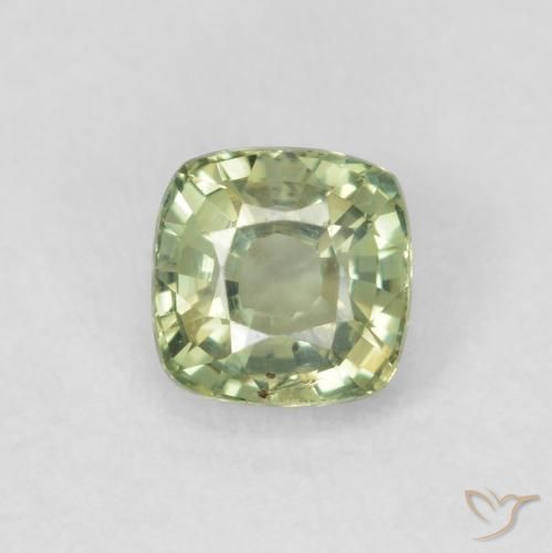0.57ct Natural Very Light Green Sapphire, Cushion, VS