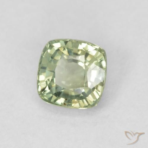 0.57 ct Green Sapphire Stone, Natural Sapphire in Cushion-Cut Shape for Sale