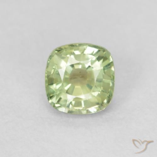 0.50ct Natural Light Yellow Green Sapphire, Cushion, VS