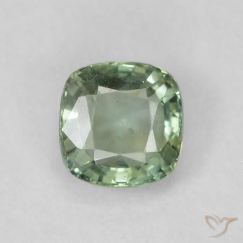 0.69ct Natural Light Sage Green Sapphire, Cushion, VS