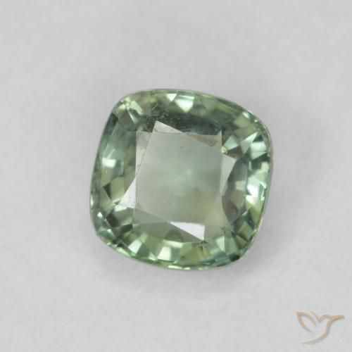 0.69 ct Green Sapphire Stone, Natural Sapphire in Cushion-Cut Shape for Sale