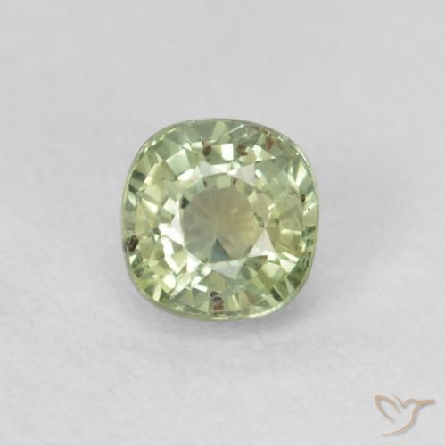 0.55ct Natural Very Light Sage Green Sapphire, Cushion, VS