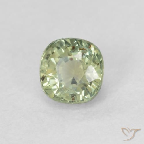 0.55 ct Green Sapphire Stone, Natural Sapphire in Cushion-Cut Shape for Sale