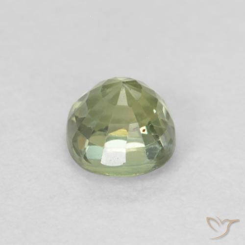 Sapphire Gemstone in 4.2 x 4.1 mm Size for Sale, Sapphire Stone in Very Light Sage Green Color