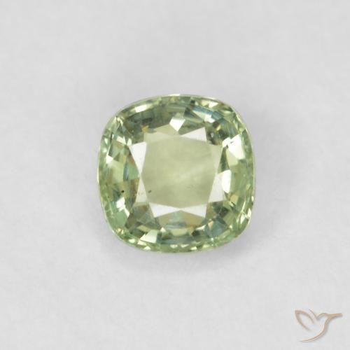 0.43ct Natural Very Light Sage Green Sapphire, Cushion, VS