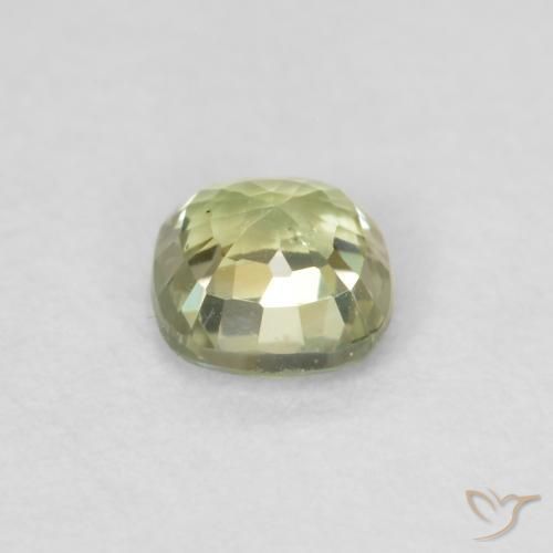 Sapphire Gemstone in 4.2 x 4.1 mm Size for Sale, Sapphire Stone in Very Light Sage Green Color