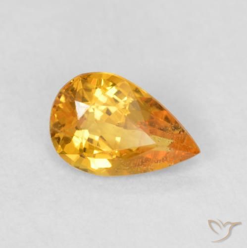 0.40 ct Golden Sapphire Stone, Natural Sapphire in Pear Facet Shape for Sale