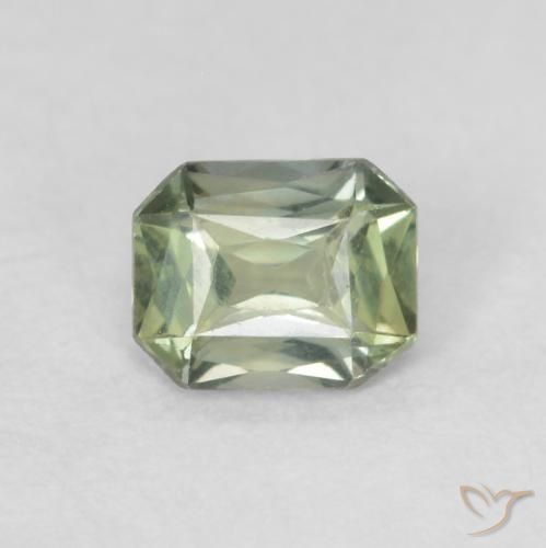 0.46ct Natural Light Sage Green Sapphire, Emerald Cut, VVS
