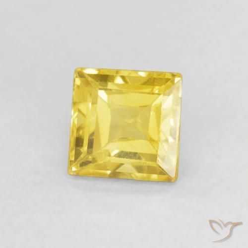 0.58 ct Yellow Sapphire Stone, Natural Sapphire in Square Facet Shape for Sale