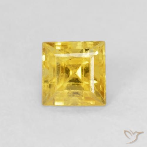 0.55ct Natural Medium Yellow Sapphire, Square, VS