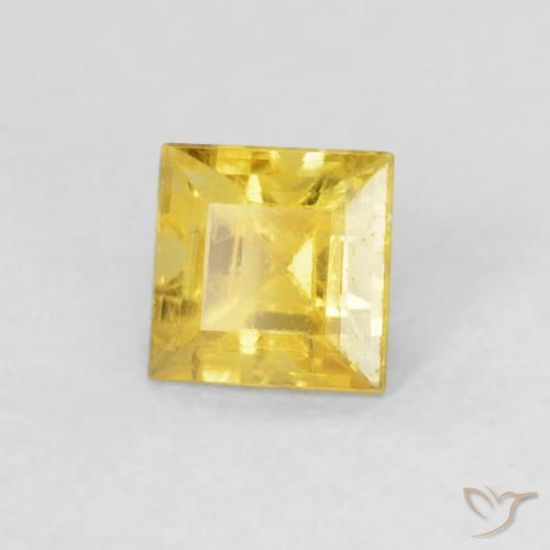 0.55 ct Yellow Sapphire Stone, Natural Sapphire in Square Facet Shape for Sale