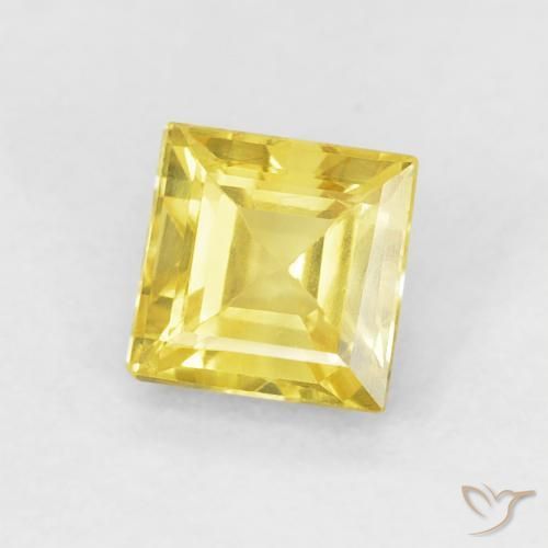 0.65 ct Yellow Sapphire Stone, Natural Sapphire in Square Facet Shape for Sale