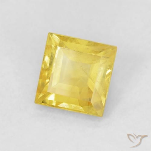 0.60 ct Yellow Sapphire Stone, Natural Sapphire in Square Facet Shape for Sale