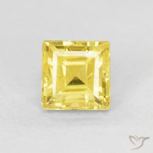 Saphir jaune en vrac de 0,7 ct, taille carrée de 4,2 x 4,2 mm de Tanzanie, Photo A