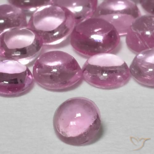 0.66 ctw Pink Sapphire Stones, Natural Sapphire in Round Cabochon Shape for Sale