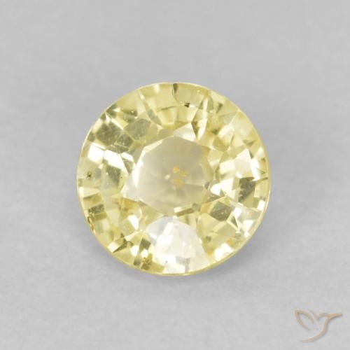 0.44 ct Yellow Sapphire Stone, Natural Sapphire in Round Facet Shape for Sale