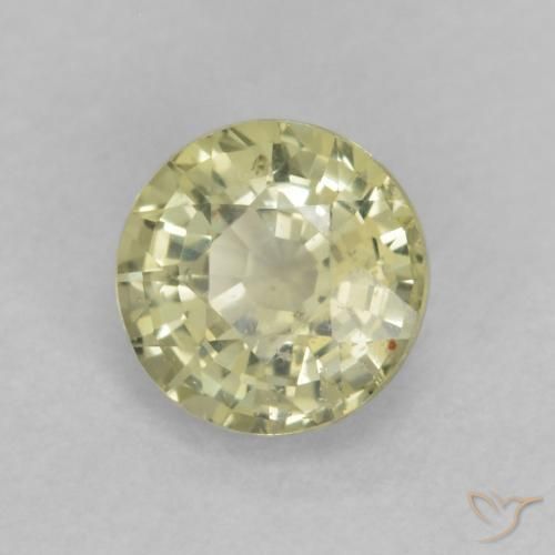 0.49 ct Yellow Sapphire Stone, Natural Sapphire in Round Facet Shape for Sale