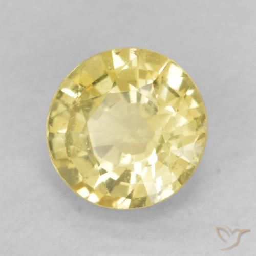 0.44 ct Yellow Sapphire Stone, Natural Sapphire in Round Facet Shape for Sale