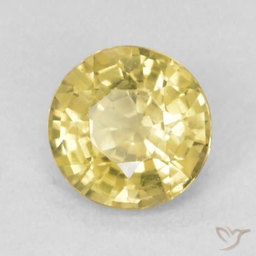 0.48 ct Yellow Sapphire Stone, Natural Sapphire in Round Facet Shape for Sale