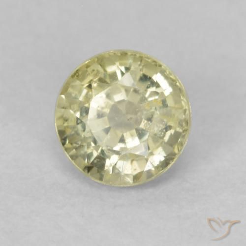 0.48 ct Yellow Sapphire Stone, Natural Sapphire in Round Facet Shape for Sale