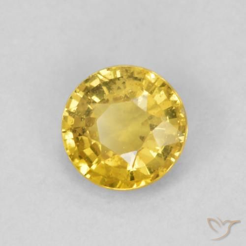 0.45 ct Yellow Sapphire Stone, Natural Sapphire in Round Facet Shape for Sale
