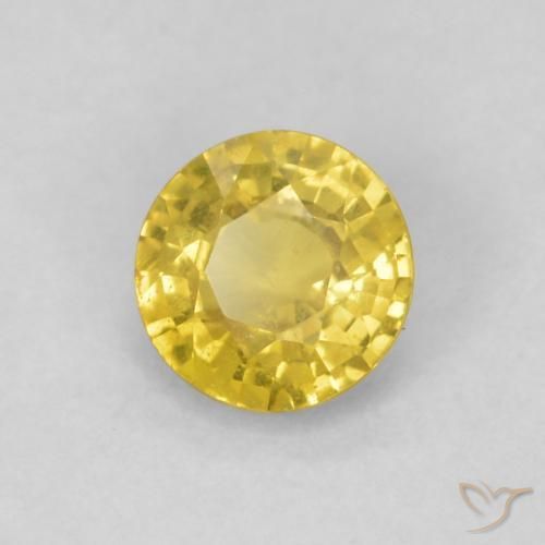 0.45 ct Yellow Sapphire Stone, Natural Sapphire in Round Facet Shape for Sale