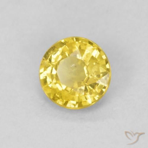 0.40 ct Yellow Sapphire Stone, Natural Sapphire in Round Facet Shape for Sale