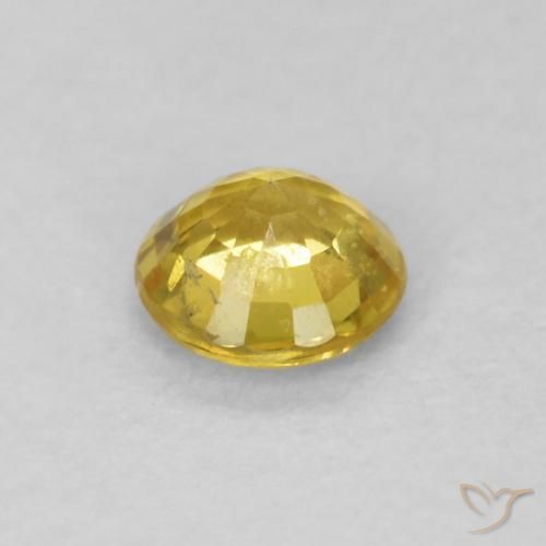 Sapphire Gemstone in 4.3 mm Size for Sale, Sapphire Stone in Bumblebee Yellow Color