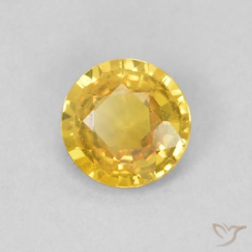 0.39 ct Golden Sapphire Stone, Natural Sapphire in Round Facet Shape for Sale