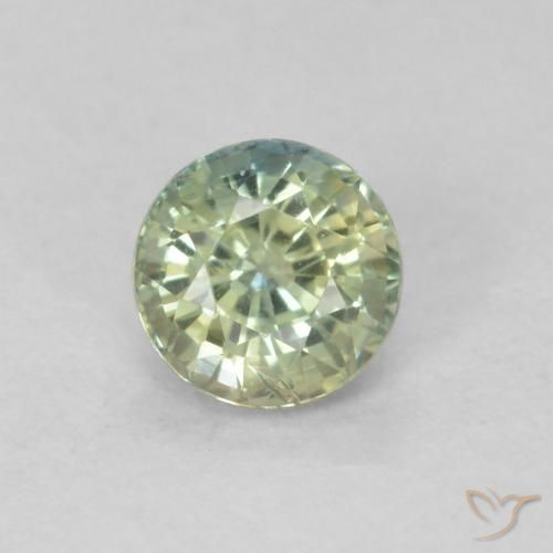 0.48 ct Green Sapphire Gemstone, Sapphire Gem in Round Facet Shape for Sale.