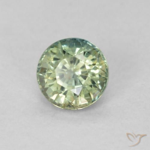 0.48 ct Green Sapphire Stone, Natural Sapphire in Round Facet Shape for Sale