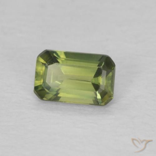 0.43 ct Green Sapphire Stone, Natural Sapphire in Octagon Step Cut Shape for Sale