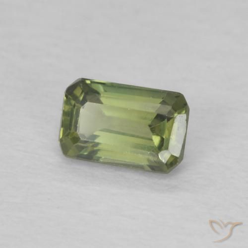 0.47 ct Green Sapphire Stone, Natural Sapphire in Octagon Step Cut Shape for Sale