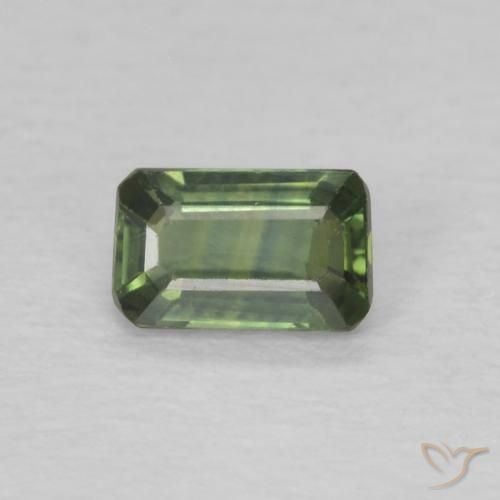 0.42ct Natural Pale Earth Green Sapphire, Emerald Cut, VS