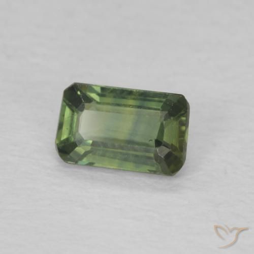 0.42 ct Green Sapphire Stone, Natural Sapphire in Octagon Step Cut Shape for Sale