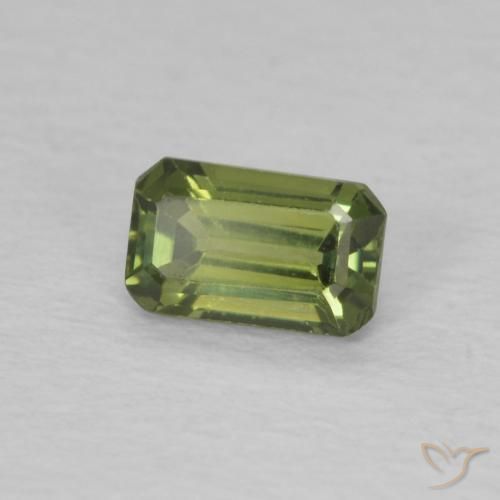 0.46 ct Green Sapphire Stone, Natural Sapphire in Octagon Step Cut Shape for Sale