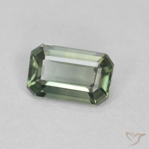 0.39 ct Green Sapphire Stone, Natural Sapphire in Octagon Step Cut Shape for Sale