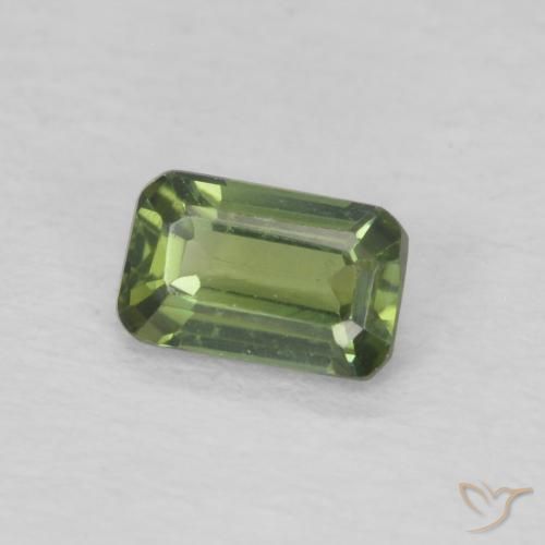 0.44 ct Green Sapphire Stone, Natural Sapphire in Octagon Step Cut Shape for Sale