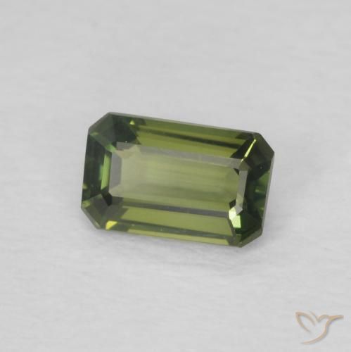 0.43 ct Green Sapphire Stone, Natural Sapphire in Octagon Step Cut Shape for Sale